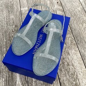 NEW WITH BOX | Stuart Weizmann | Jelly Sandals Clear Sparkle | Size 9